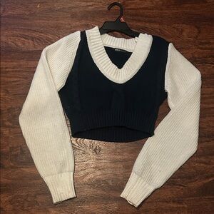 Navy and White Knit Sweater Vest